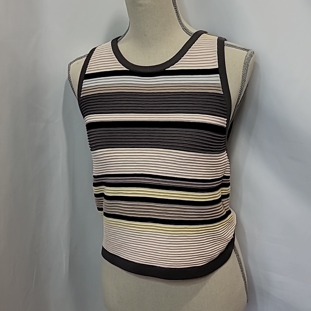 NWOT BABATON Striped Colourblock Sleeveless Knit Style Top Vest Tank